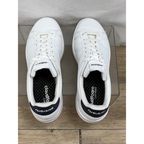 Adidas Advantage Base Mens US 10 White Leather Sneakers Cloudfoam Comfort GZ5299 - Picture 5 of 10